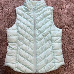 Light Mint Quilted Puffer Vest - Sleeveless Zip Front